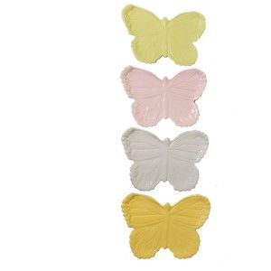 Set of 4 Multicolored Ceramic Butterfly Serving Platters / Dinner Plates